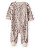 Carter's Cotton Knit Full Sleeves Footed Sleep Suit With Leopard Print - Brown