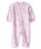Carter's Cotton Knit Full Sleeves Footed Sleep Suit With Floral Print - Purple