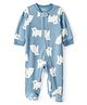 Carter's Cotton Knit Full Sleeves Footed Sleep Suit With Polar Bear Print - Blue