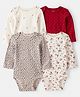 Carter's Knit Full Sleeves Onesies with Floral & Heart Print Pack of 4 - Red Cream & Beige
