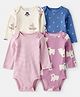 Carter's Knit Full Sleeves Onesies With Stripes & Animal Print Pack Of 4 - Blue & Lilac
