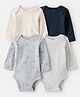 Carter's Knit Full Sleeves Onesies With Polka Dot & Animal Print Pack Of 4 - Grey & Black