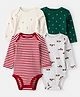 Carter's Knit Full Sleeves Onesies with Stripes & Printed Pack of 4 - Red Cream & Green