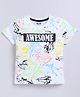 Kidcity Soft Cotton Sinker Half Sleeves Awesome Text Printed Tee - White