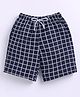 Kidcity Soft Cotton Loopknit Checked Shorts - Navy Blue