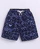 Kidcity Soft Cotton Sinker Smiley Face Printed Shorts - Navy Blue