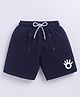 Kidcity Soft Cotton Loopknit Abstract Embroidered Shorts - Navy Blue