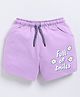 Kidcity Cotton Looper Full Of Smiles Text Printed Shorts - Mauve