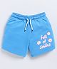Kidcity Cotton Looper Full Of Smiles Text Printed Shorts - Light Blue