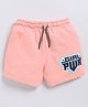 Kidcity Cotton Looper Girl Pwr Text Printed Shorts - White & Pink