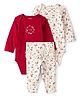 Carter's Knit Full Sleeves Onesies with Leggings & Floral Print - Red
