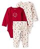 Carter's Knit Full Sleeves Onesies with Leggings & Floral Print - Red