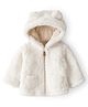 Carter's Knit Full Sleeves Solid Colour Hooded Jacket With Ear Applique - Ivory