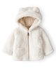 Carter's Knit Full Sleeves Solid Colour Hooded Jacket With Ear Applique - Ivory