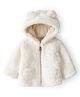 Carter's Knit Full Sleeves Solid Colour Hooded Jacket With Ear Applique - Ivory