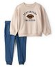 Carter's Knit Full Sleeves Winter Wear Suit with Text Print - Ivory