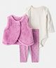 Carter's Knit Jacket & Lounge Pant Set with Full Sleeves Polka Dot Print Onesie - Lilac & Offwhite