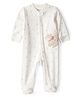 Carter's Cotton Knit Full Sleeves Footed Sleep Suit With Snowflake Print & Fox Patch - Ivory