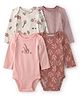 Carter's Knit Full Sleeves Onesies with Floral Stripes & Animal Print Pack of 4 - Dark Peach Cream & Pink