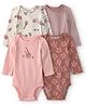 Carter's Knit Full Sleeves Onesies with Floral Stripes & Animal Print Pack of 4 - Dark Peach Cream & Pink