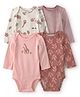 Carter's Knit Full Sleeves Onesies with Floral Stripes & Animal Print Pack of 4 - Dark Peach Cream & Pink