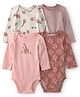 Carter's Knit Full Sleeves Onesies with Floral Stripes & Animal Print Pack of 4 - Dark Peach Cream & Pink