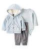 Carter's Knit Full Sleeves Striped Onesie & Leggings with Hooded Jacket - Multicolor