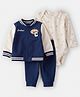 Carter's Knit Full Sleeves Sweatshirt & Joggers Set with Game Theme Print Onesie - Navy Blue & Cream