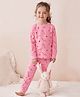 Carter's Cotton Knit Full Sleeves Co-ord Night Suit With Candy Cane Print - Pink