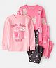 Carter's Knit Full Sleeves Co-ord Night Suits With Movie Night Text & Print Pack of 2 - Pink