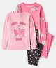 Carter's Knit Full Sleeves Co-ord Night Suits With Movie Night Text & Print Pack of 2 - Pink
