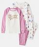 Carter's Knit Full Raglan Sleeves Co-ord Night Suits With Heart Print Pack of 2 - White & Plum