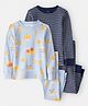 Carter's Knit Full Sleeves Co-ord Night Suits Set With Stripes & Pasta Print Pack of 2 - Light Blue & Navy Blue