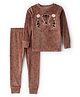 Carter's Cotton Knit Full Sleeves Printed Co-ord Night Suit With Tiger Embroidery - Brown