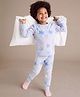 Carter's Cotton Knit Full Sleeves Co-ord Night Suit With Snowflake Print - Light Blue