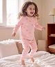 Carter's Cotton Knit Full Sleeves Co-ord Night Suit With Polka Dot Print - Pink