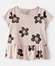 Carter's Knit Half Sleeves Top with Frill & Floral Print - Brown