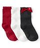 Carter's Knit Ankle Length Socks With Text Print Pack Of 3 - Red White & Grey