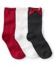 Carter's Knit Ankle Length Socks With Bow Applique Pack Of 3 - Red White & Black