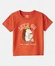 Carter's Knit Half Sleeves T-Shirt With Lets Go Text & Porcupine Print - Orange