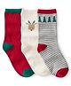 Carter's Knit Ankle Length Socks With Tree Print Pack Of 3 - Red White & Grey