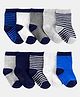 Carter's Knit Ankle Length Socks with Stripes Pack of 10 - Navy White & Grey