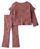 Carter's Knit Full Sleeves Co-ords Top & Leggings Set with Floral Print - Brown
