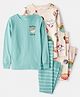 Carter's Knit Full Sleeves Co-ord Night Suits With Ramen Print Pack of 2 - Cream & Mint