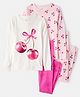Carter's Knit Full Sleeves Cherry Printed Night Suits  Pack of 2 - Pink & White