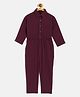 Uptownie Three Fourth Sleeves Solid Jumpsuit - Maroon