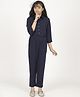 Uptownie Three Fourth Sleeves Solid Jumpsuit - Navy Blue