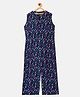 Uptownie Sleeveless Trees Printed Jumpsuit - Navy Blue