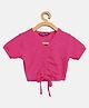 Uptownie Cotton Half Sleeves Solid Stretchable Drawstring Detailed Top - Pink