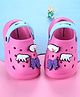 Cute Walk by Babyhug Back Strap Closure Clogs With Animal & Bow Applique - Dark Pink